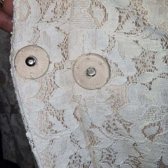 BCBG MAXAZRIA Cream Lace Crop Padded Shoulder Blazer Sz.Small - Picture 6 of 8